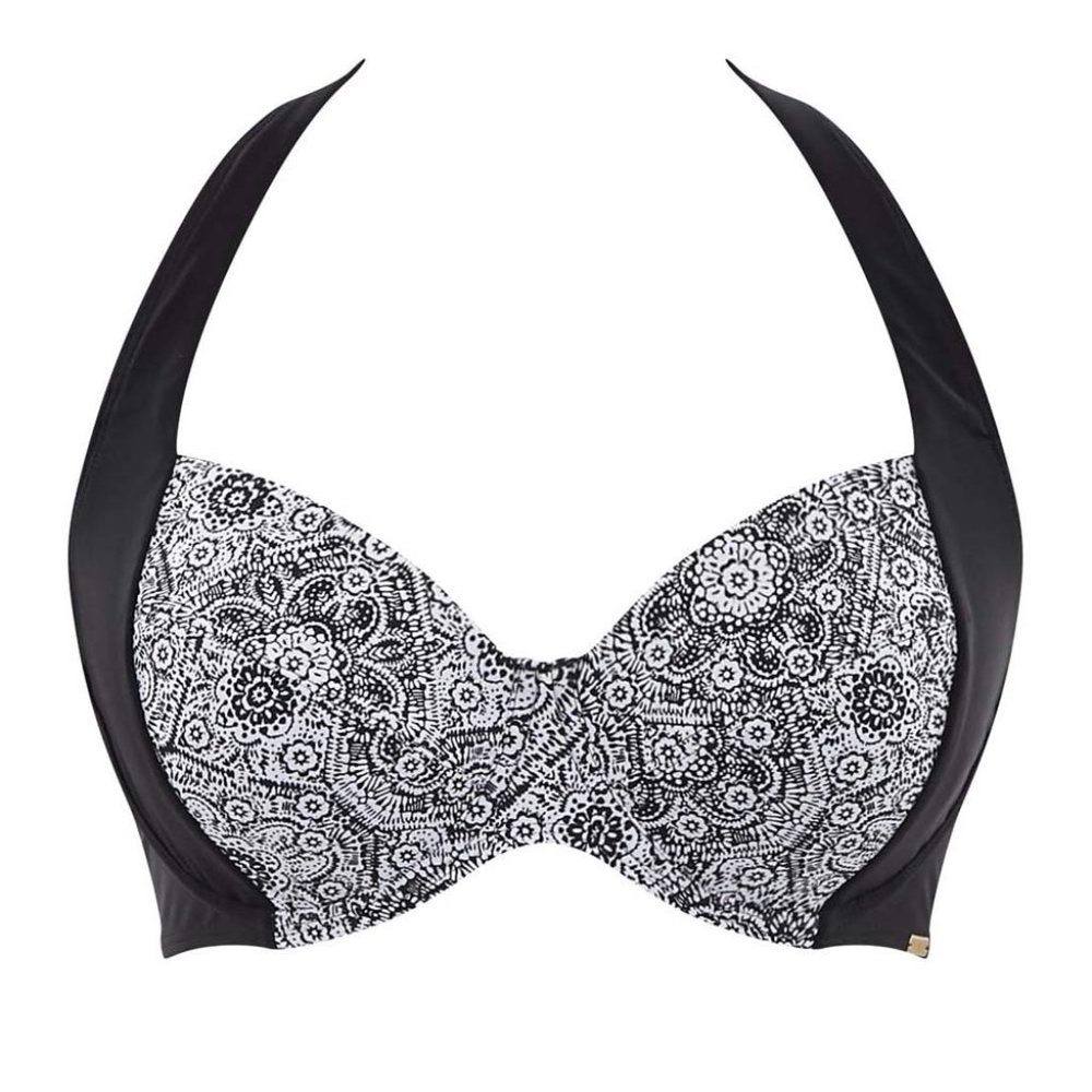 NWT | 32HH Panache Swim Halter Bikini Top | Black